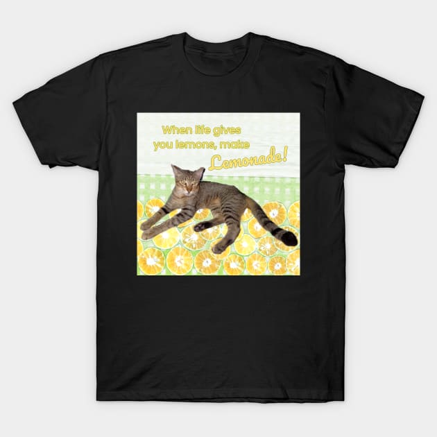 Cat with Funny Quote When Life Gives You Lemons, Make Lemonade T-Shirt by aspinBreedCo2